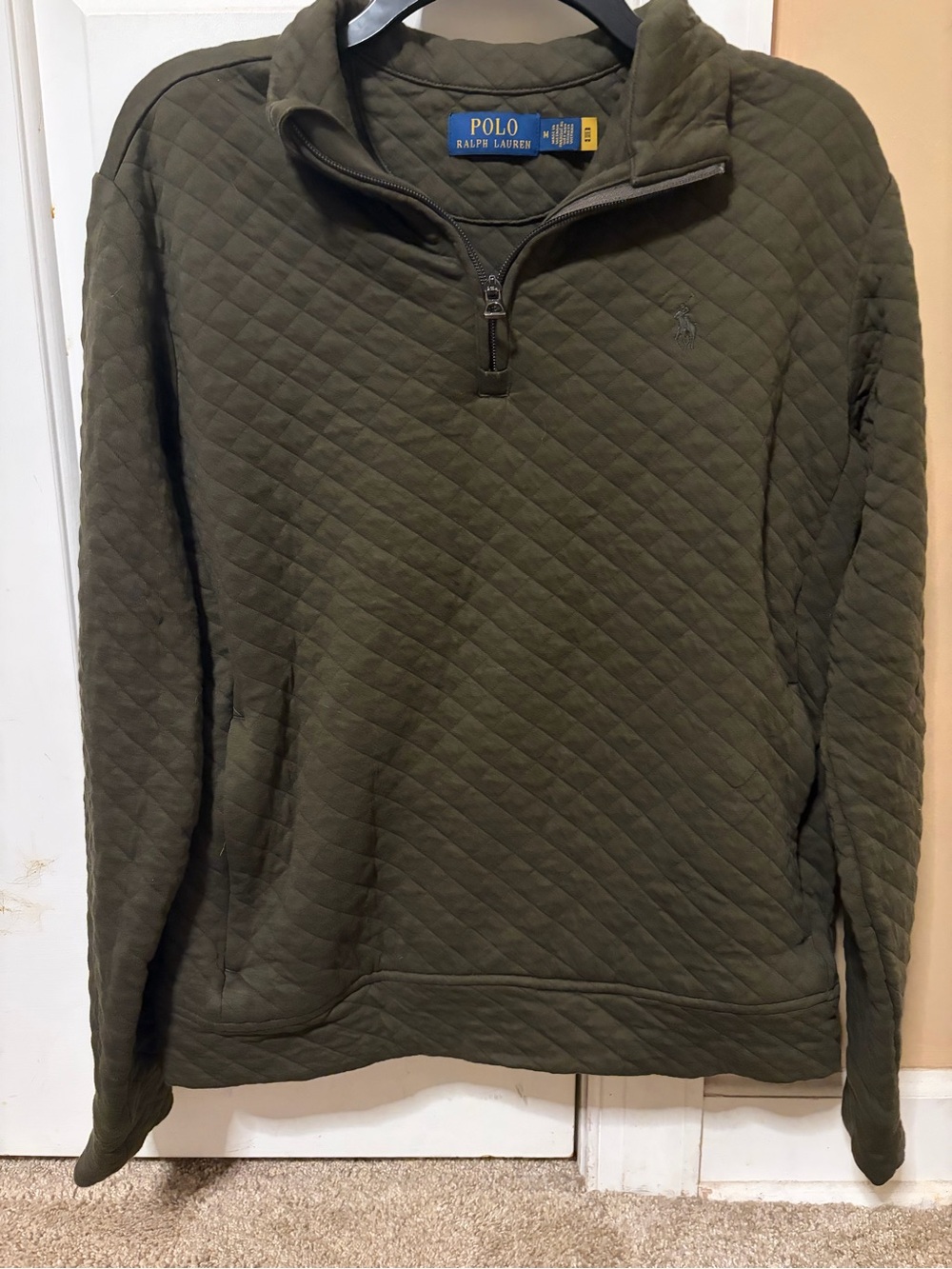 Polo by Ralph Lauren Olive Quilted Half-Zip Pullover